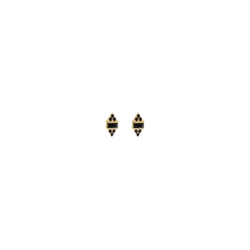 Rhombus stud with black beads